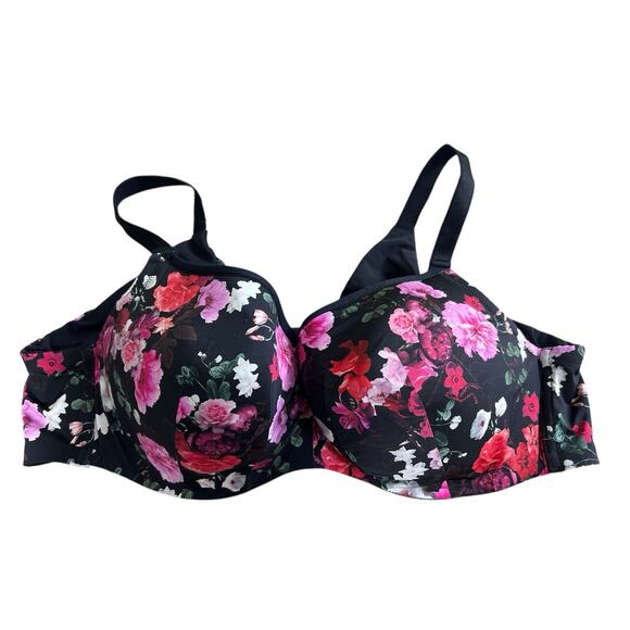 Torrid Curve Black Floral Bra Sz 48B Underwire Support Full Coverage Curvy - Picture 6 of 7